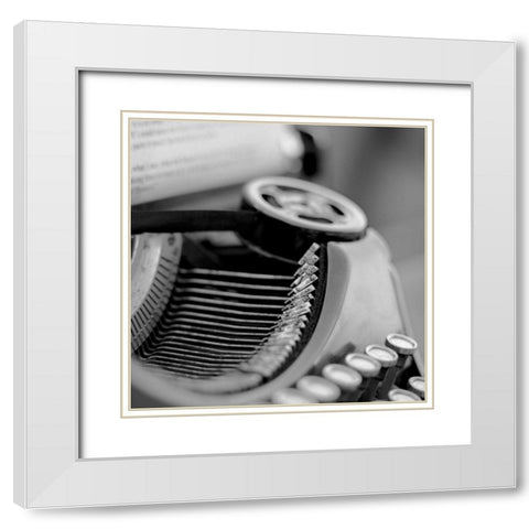 Retro-Typewriter - 3 White Modern Wood Framed Art Print with Double Matting by Blaustein, Alan