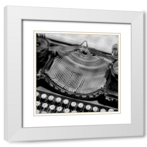 Retro-Typewriter - 4 White Modern Wood Framed Art Print with Double Matting by Blaustein, Alan