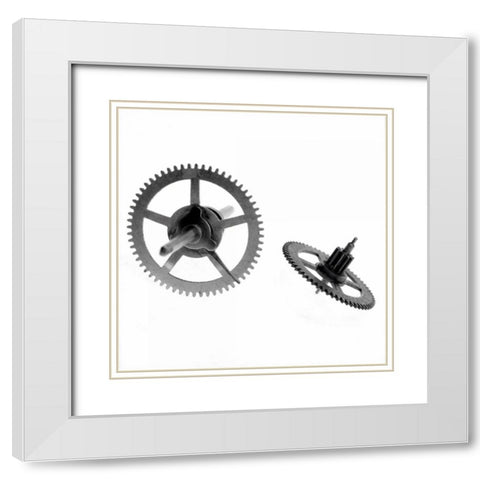 Retro- Gears - 10 White Modern Wood Framed Art Print with Double Matting by Blaustein, Alan