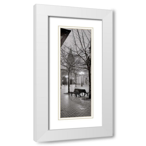 Oviedo Cathedral y Bancs White Modern Wood Framed Art Print with Double Matting by Blaustein, Alan