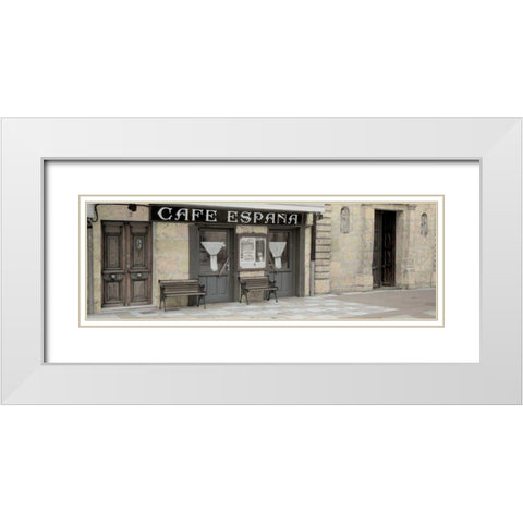 Cafe Espana Pano - 1 White Modern Wood Framed Art Print with Double Matting by Blaustein, Alan