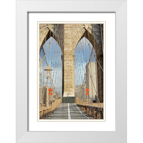 Brooklyn Bridge White Modern Wood Framed Art Print with Double Matting by Blaustein, Alan