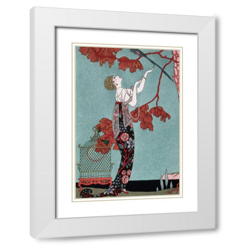 Fashion Illustration 1914 White Modern Wood Framed Art Print with Double Matting by Barbier, Georges
