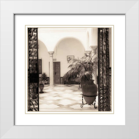 Patio el Convento White Modern Wood Framed Art Print with Double Matting by Blaustein, Alan