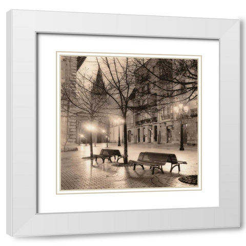 Plaza de Porlier Oviedo White Modern Wood Framed Art Print with Double Matting by Blaustein, Alan