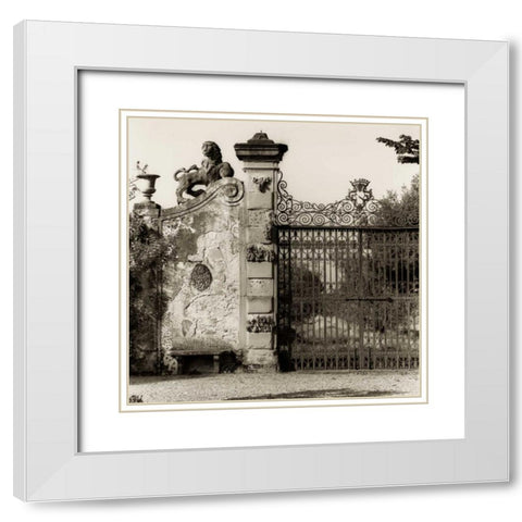 Tuscan Gate White Modern Wood Framed Art Print with Double Matting by Blaustein, Alan
