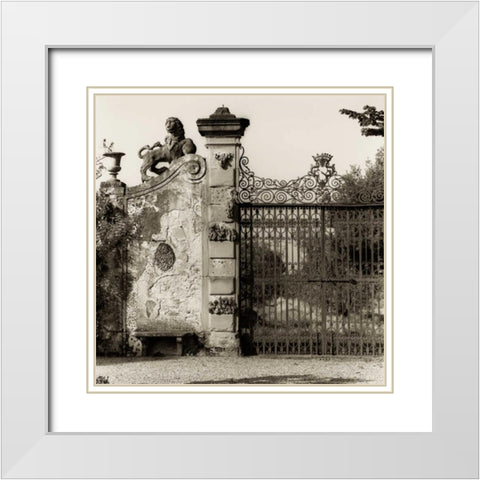 Tuscan Gate White Modern Wood Framed Art Print with Double Matting by Blaustein, Alan