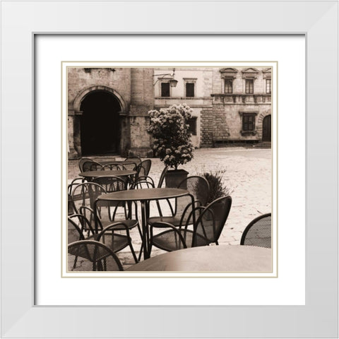 Caffe Toscana White Modern Wood Framed Art Print with Double Matting by Blaustein, Alan