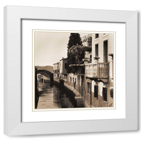 Ponti di Venezia No. 5 White Modern Wood Framed Art Print with Double Matting by Blaustein, Alan