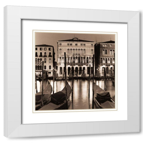 Il Gran Canale di Notte White Modern Wood Framed Art Print with Double Matting by Blaustein, Alan