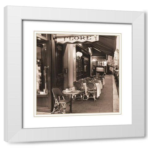Cafe de Flore White Modern Wood Framed Art Print with Double Matting by Blaustein, Alan