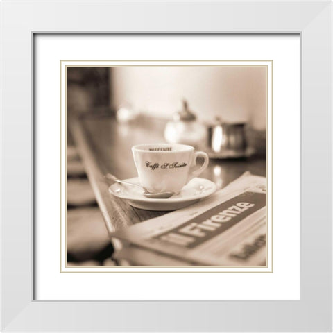 Caffe Firenze White Modern Wood Framed Art Print with Double Matting by Blaustein, Alan