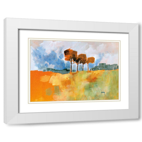 Four Trees White Modern Wood Framed Art Print with Double Matting by Bailey, Paul