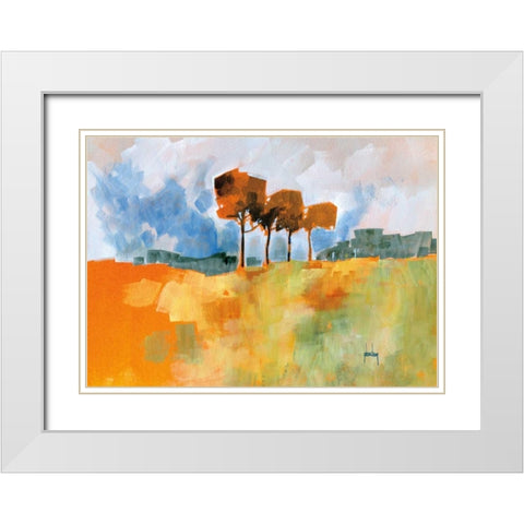 Four Trees White Modern Wood Framed Art Print with Double Matting by Bailey, Paul