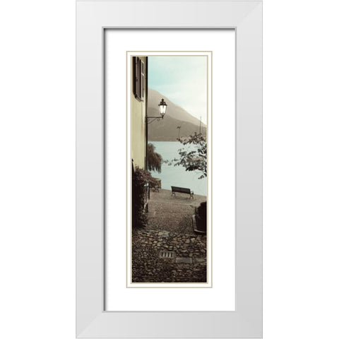 Panchina di Lago White Modern Wood Framed Art Print with Double Matting by Blaustein, Alan