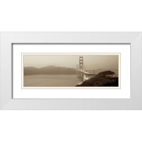 Bridge Illuminated White Modern Wood Framed Art Print with Double Matting by Blaustein, Alan