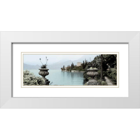 Lakeside Urns White Modern Wood Framed Art Print with Double Matting by Blaustein, Alan
