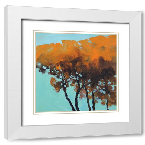 Five Trees White Modern Wood Framed Art Print with Double Matting by Bailey, Paul