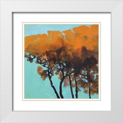 Five Trees White Modern Wood Framed Art Print with Double Matting by Bailey, Paul