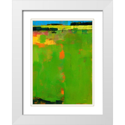Green Field White Modern Wood Framed Art Print with Double Matting by Bailey, Paul