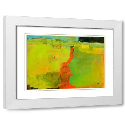 Orange Path White Modern Wood Framed Art Print with Double Matting by Bailey, Paul