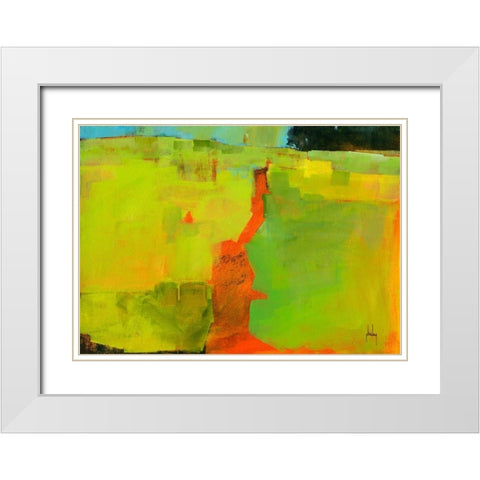 Orange Path White Modern Wood Framed Art Print with Double Matting by Bailey, Paul