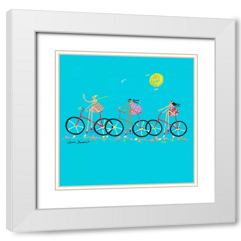 Tour de Girls White Modern Wood Framed Art Print with Double Matting by Benchetrit, Caroline