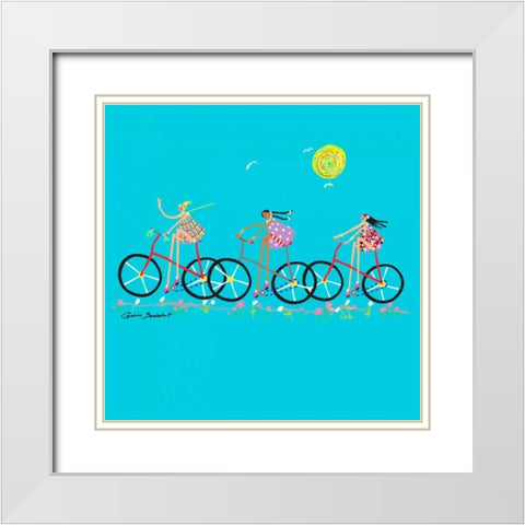 Tour de Girls White Modern Wood Framed Art Print with Double Matting by Benchetrit, Caroline