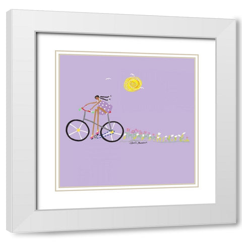 Tour de Girls 2 White Modern Wood Framed Art Print with Double Matting by Benchetrit, Caroline