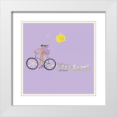 Tour de Girls 2 White Modern Wood Framed Art Print with Double Matting by Benchetrit, Caroline