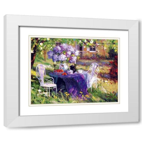 Lilac Tea Party White Modern Wood Framed Art Print with Double Matting by Benjamin