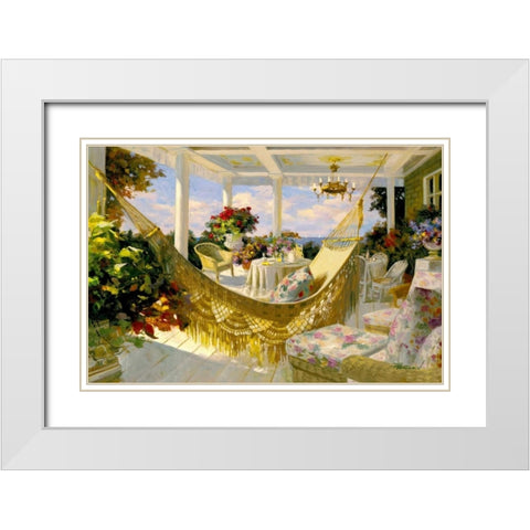 Porches and Patios White Modern Wood Framed Art Print with Double Matting by Benjamin