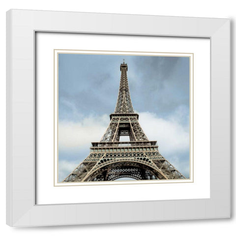 Eiffel Tower White Modern Wood Framed Art Print with Double Matting by Blaustein, Alan
