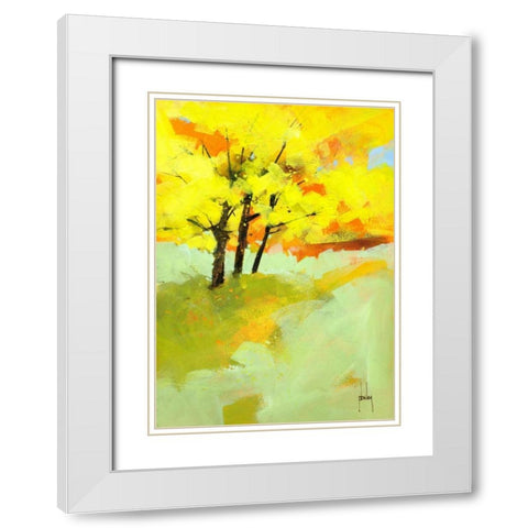 Autumn Trio White Modern Wood Framed Art Print with Double Matting by Bailey, Paul