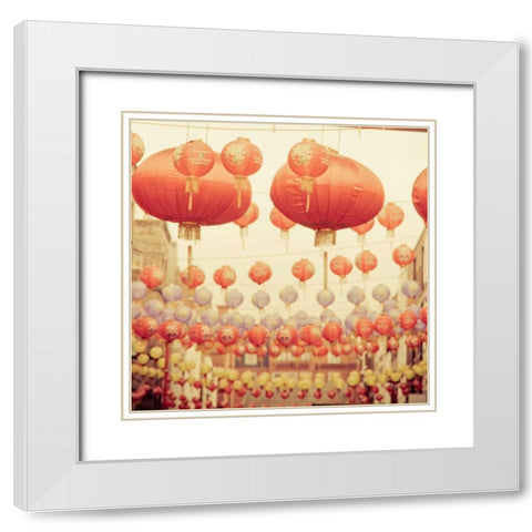 Chinese Lanterns White Modern Wood Framed Art Print with Double Matting by Bevan, Keri