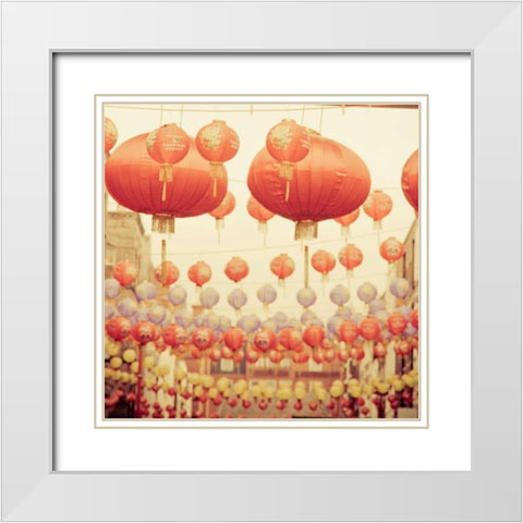 Chinese Lanterns White Modern Wood Framed Art Print with Double Matting by Bevan, Keri