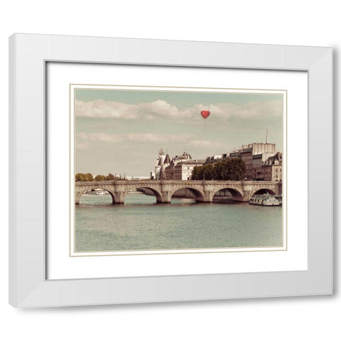 Paris Bridges White Modern Wood Framed Art Print with Double Matting by Bevan, Keri