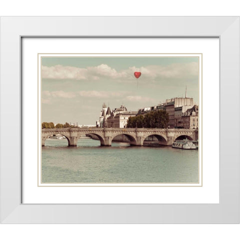 Paris Bridges White Modern Wood Framed Art Print with Double Matting by Bevan, Keri