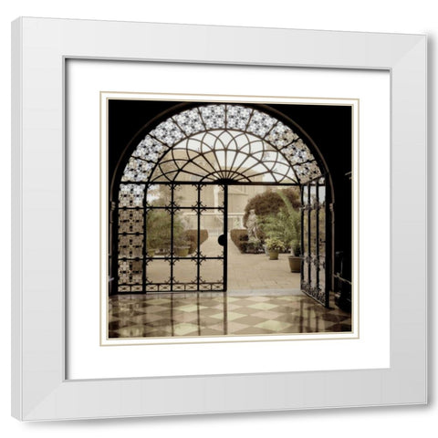Courtyard in Venezia White Modern Wood Framed Art Print with Double Matting by Blaustein, Alan