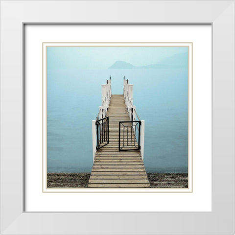 Morning Harbor Launch White Modern Wood Framed Art Print with Double Matting by Blaustein, Alan