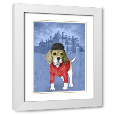 Beagle with Beaulieu Palace White Modern Wood Framed Art Print with Double Matting by Barruf