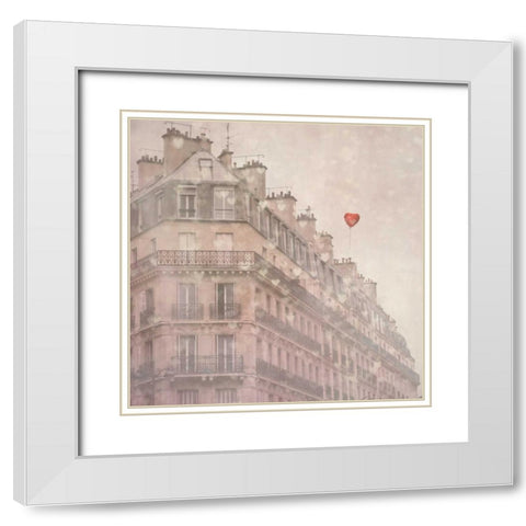Heart Paris White Modern Wood Framed Art Print with Double Matting by Bevan, Keri