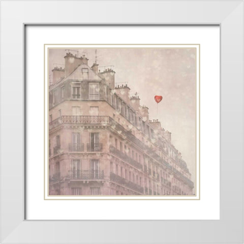 Heart Paris White Modern Wood Framed Art Print with Double Matting by Bevan, Keri