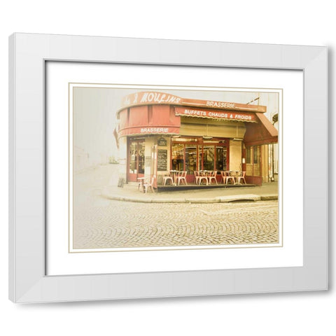 Paris Brasserie White Modern Wood Framed Art Print with Double Matting by Bevan, Keri