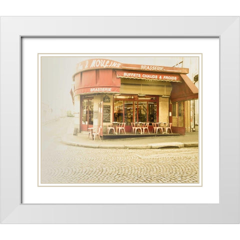 Paris Brasserie White Modern Wood Framed Art Print with Double Matting by Bevan, Keri