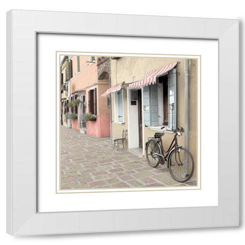Venetian Bicycle White Modern Wood Framed Art Print with Double Matting by Blaustein, Alan