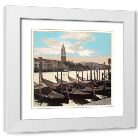 Campanile Vista with Gondolas White Modern Wood Framed Art Print with Double Matting by Blaustein, Alan