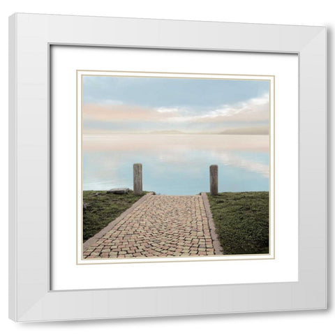 Sunrise Harbor Vista White Modern Wood Framed Art Print with Double Matting by Blaustein, Alan