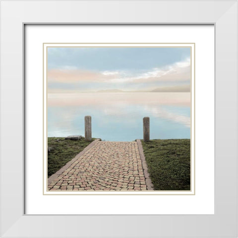 Sunrise Harbor Vista White Modern Wood Framed Art Print with Double Matting by Blaustein, Alan