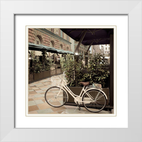 Firenze Bicycle White Modern Wood Framed Art Print with Double Matting by Blaustein, Alan